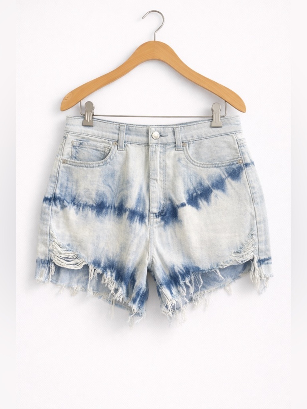 AMERICAN EAGLE Tie Dye Denim Shorts High Rise Cutoff Festival